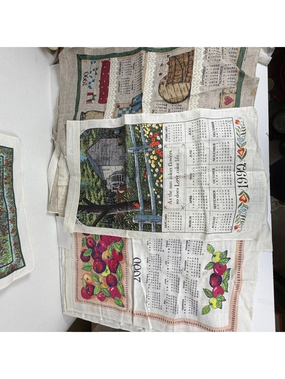 Lot of 18 Vintage Kay Dee Designs Linen Calendar Tea Towels 1980-2002 Collectibl